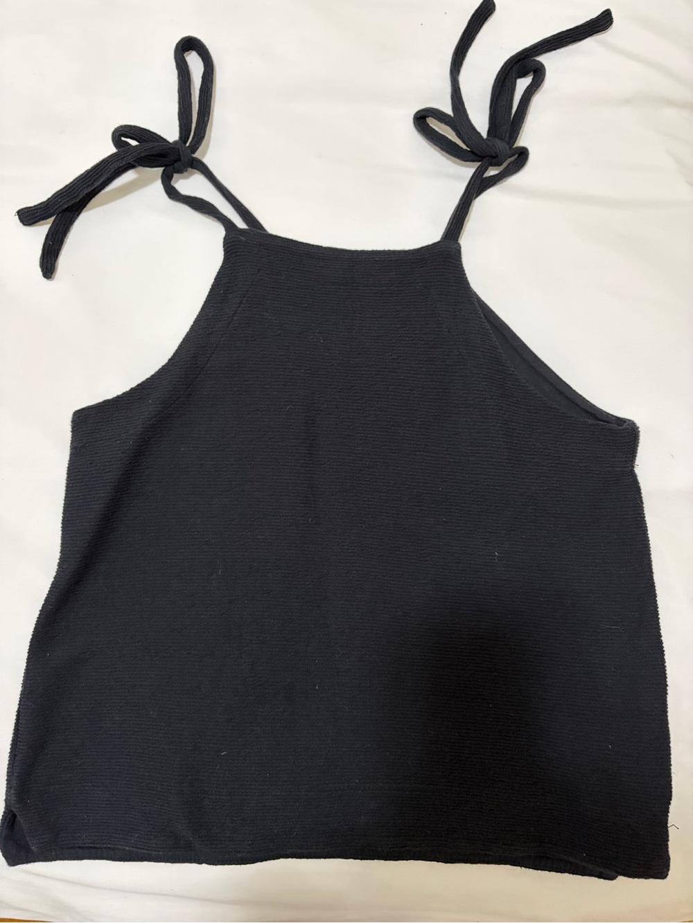 Madewell Black Ribbed Tie-Shoulder Camisole